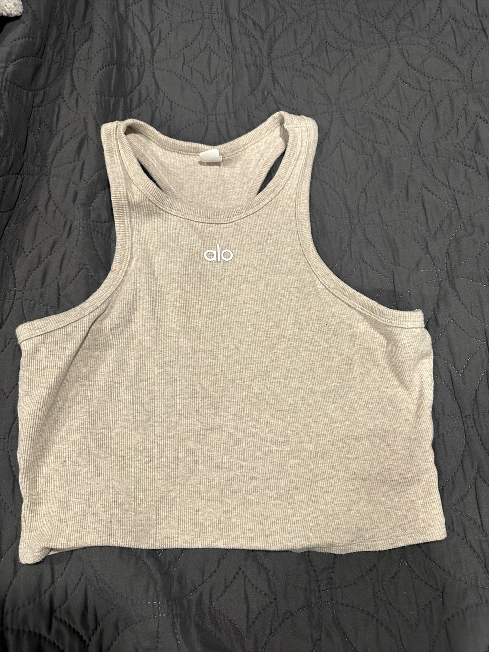 ALO Yoga Ribbed Racerback Crop Tank - Light Taupe